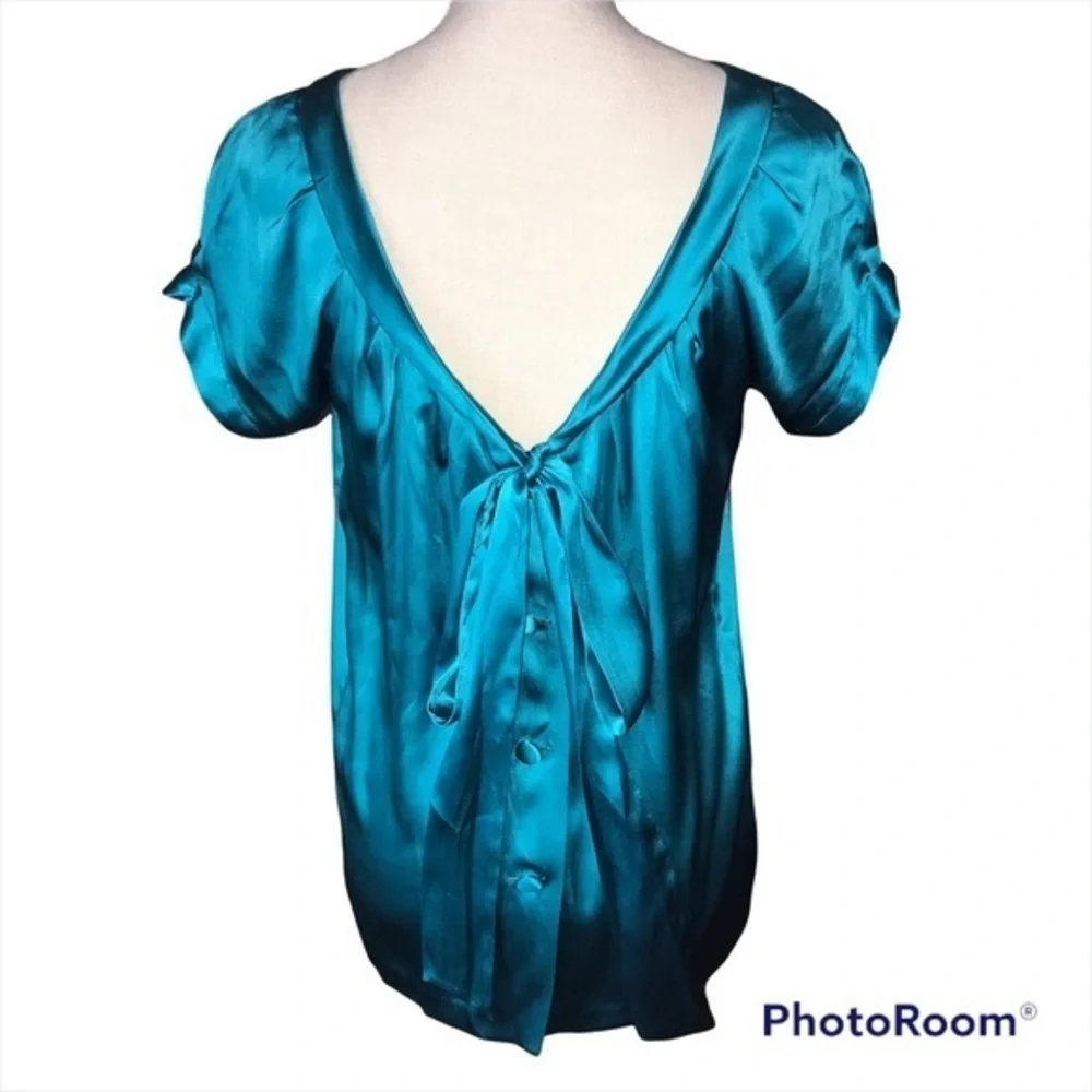Rebecca Taylor Silk Embellished Turquoise blouse Size 2